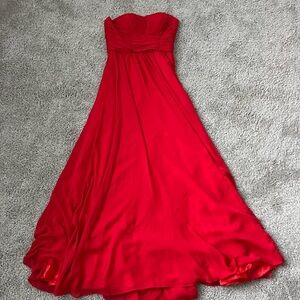 Red Aspeed floor length Strapless dress